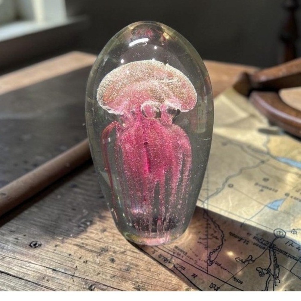 Pink Jellyfish Glass Art Sculpture - (Brand)